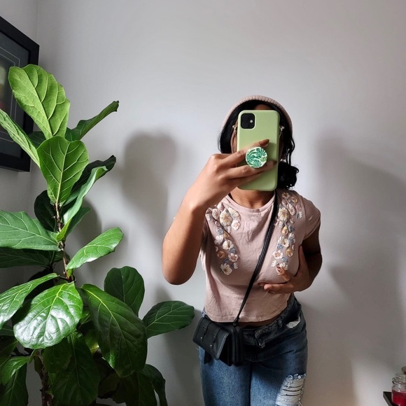 Pink Floral Crop Top - Picture 3 of 3